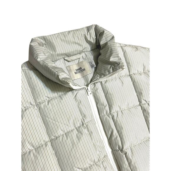 Urban Outfitters UO Quilted Puffer Jacket Men’s Unisex White Stripes Size Small - Picture 2 of 16